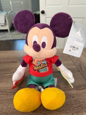 Disney Mickey Mouse Plush in Purple with Yellow Shoes and Red Shirt